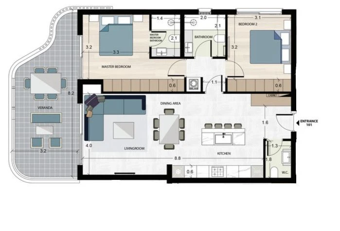 2 bedrooms, 84 sq.m., image 1