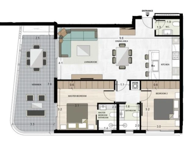 2 bedrooms, 84 sq.m., image 1