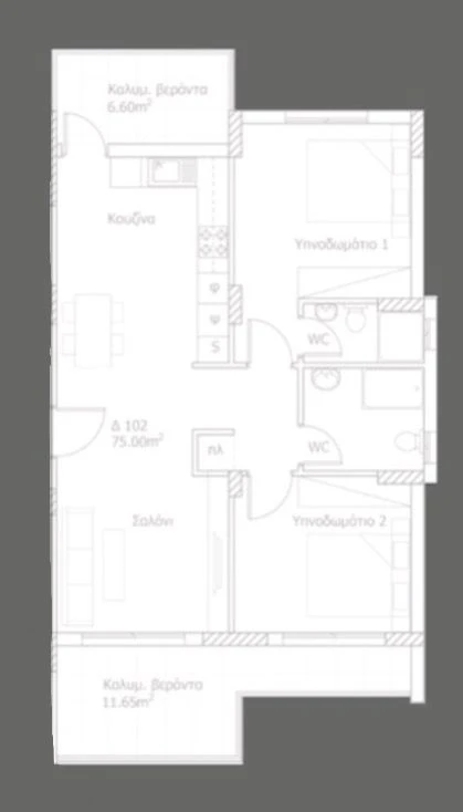 2 bedrooms, 75 sq.m., image 1