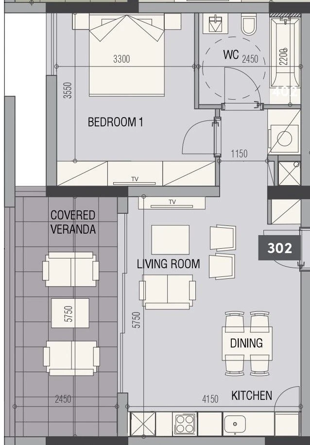 1 bedrooms, 53.5, image 1
