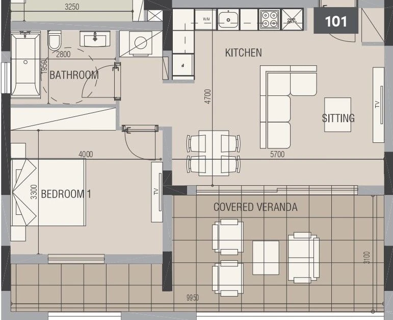 1 bedrooms, 58.6, image 1