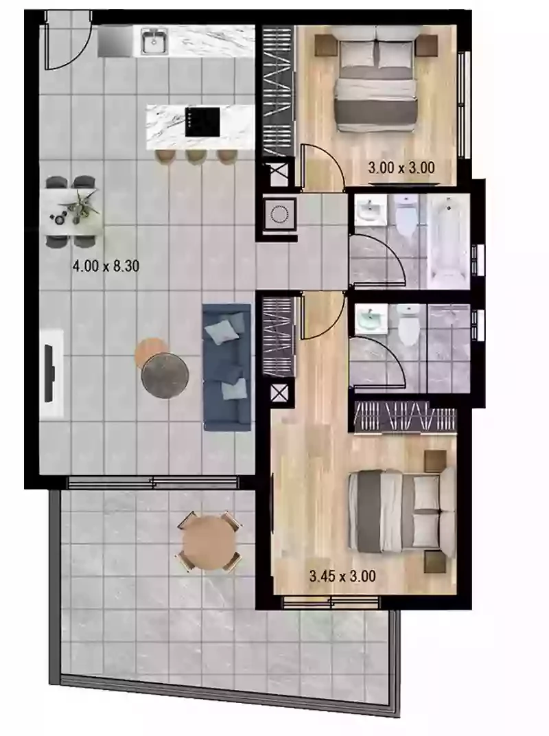 2 bedrooms, 80 sq.m., image 1