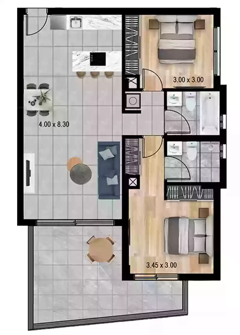 2 bedrooms, 80 sq.m., image 1