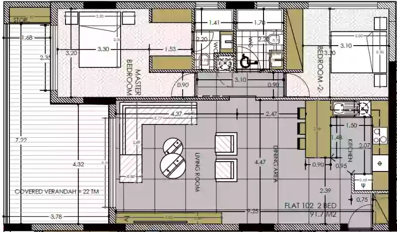 2 bedrooms, 92 sq.m., image 1