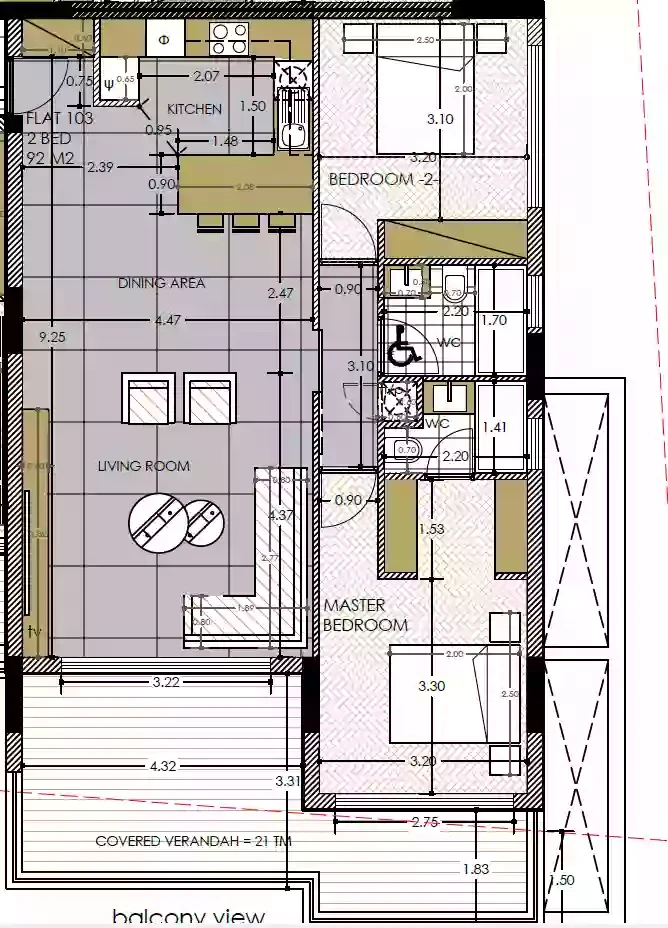 2 bedrooms, 92 sq.m., image 1