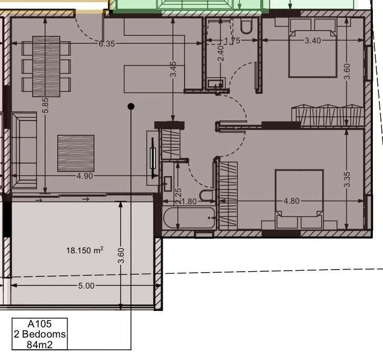 2 bedrooms, 84 sq.m., image 1