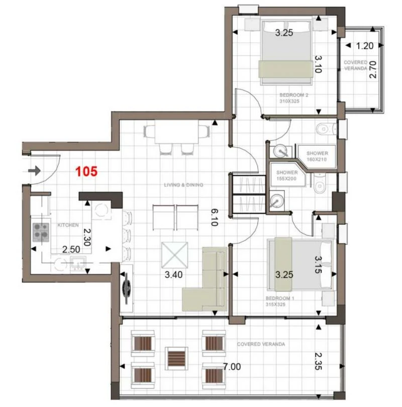 2 bedrooms, 70, image 1